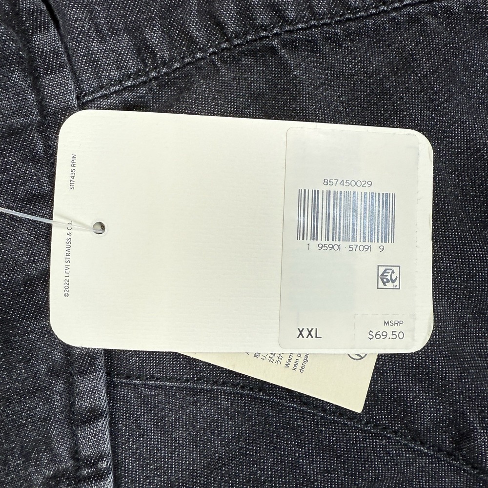 Levi's Mens Size XXL Western Shirt Charcoal Gray Pearl Snap Button Denim NWT - Picture 4 of 8